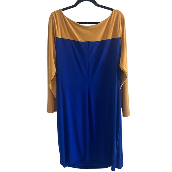 NWT Kasper Plus Size XXL Colorblock Sheath Dress Faux Wrap Ruched Stretch - Picture 5 of 10